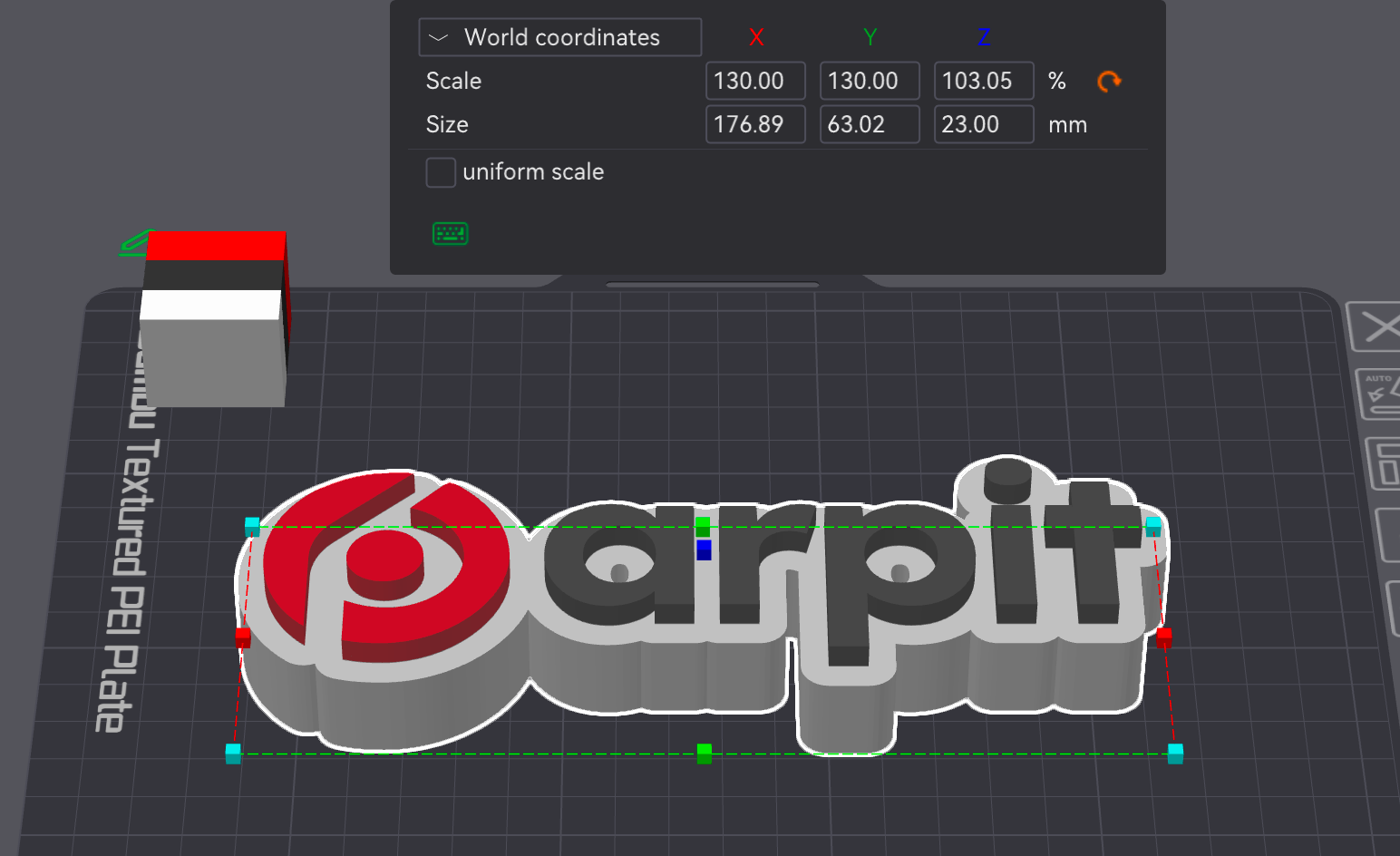 3D design preview for a branded name sign
